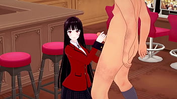 Yumeko gives a handjob to a orange guy Yumeko gives a handjob to a orange guy