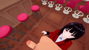 Yumeko gives a handjob to a orange guy