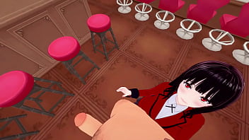Yumeko gives a handjob to a orange guy