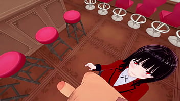 Yumeko gives a handjob to a orange guy