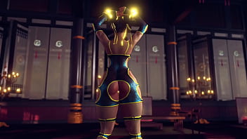 Curvy chun li in lewd bodysuit dance and tease you
