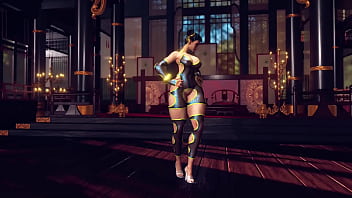 Curvy chun li in lewd bodysuit dance and tease you