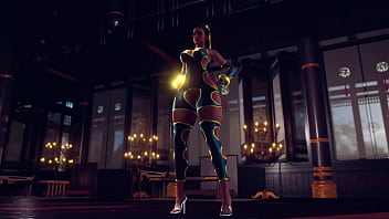 Curvy chun li in lewd bodysuit dance and tease you