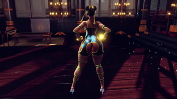 Curvy chun li in lewd bodysuit dance and tease you