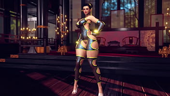 Curvy chun li in lewd bodysuit dance and tease you
