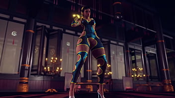 Curvy chun li in lewd bodysuit dance and tease you