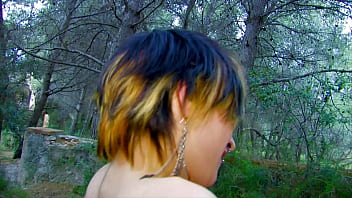 Intense orgasm during porn casting in the woods