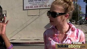 Interracial bukkake with a horny sexy ebony 28