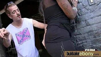 Interracial bukkake with a horny sexy ebony 28