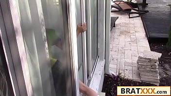 Tiny redhead breaks in and seduces with a trail of cookies