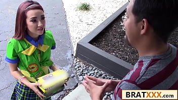 Tiny redhead breaks in and seduces with a trail of cookies