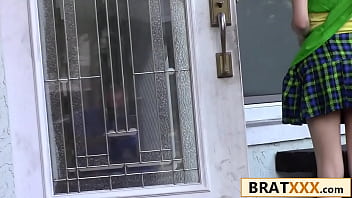 Tiny redhead breaks in and seduces with a trail of cookies