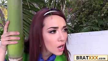 Tiny redhead breaks in and seduces with a trail of cookies