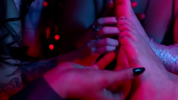 Foot worship tickling fetish & wax play with bratty girls