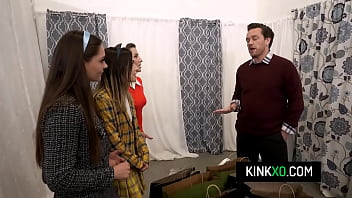 Horny girls paying the shopping bill with their wet pussies