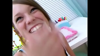 Haley sweet cute 18 yo huge cock pov blowjob and huge cum facial