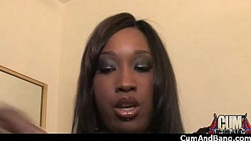 Nasty black girl grouped and facialed 19