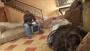 Dynamic booty 4 white babe gets wrapped in plastic fucked by hung black