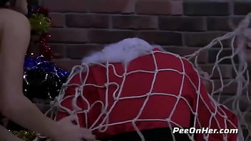 Santas naughty helpers is treated to a pissy christmas