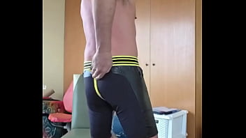 Pervy papifachero received a video from a hot friend who loves gear and strapping up his cum tanks got me horny to strap
