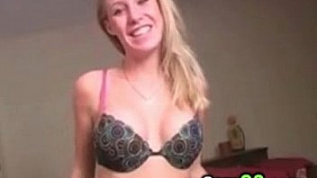 Hot blonde chick models bras on webcam camg8