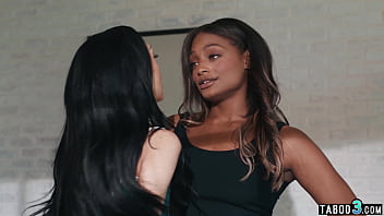 Extra skinny asian slut tasting her black gfs juicy dark pussy