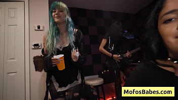 See this horny big tit black haired girl gives nice tit job and reveal her huge naturals