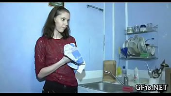 Pretty brunette girl rides up fat shlong