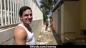 Tight teen fucks a man in front of the camera for cash 6