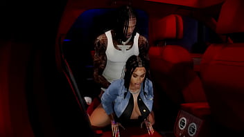 Black girl take back shots in car