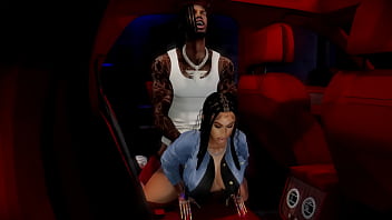 Black girl take back shots in car