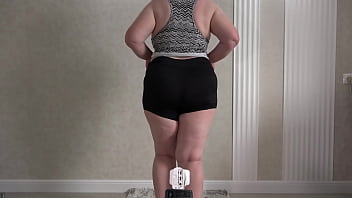 Big ass tries on panties shorts and records a sexy video for her lover home camera watches mature wife pawg