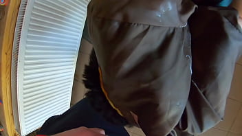 Tight Green Leather Pants Cameltoe – Blowjob & Doggy With Cum On My Fur Coat & Downjacket Preview thumbnail