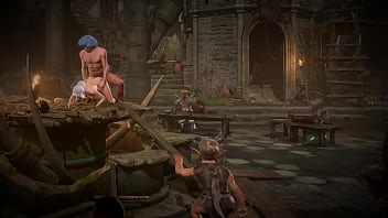 Sexy white hair girl performs for an audience