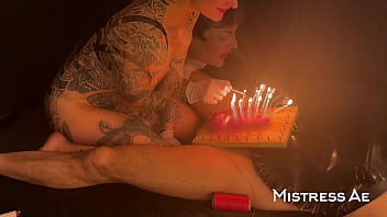 Birthday celebration cbt wood board medfet and lit candles