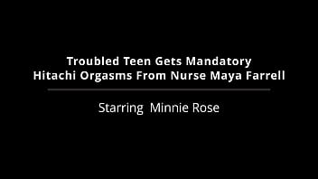 Troubled teen gets mandatory hitachi orgasms from nurse maya farrell minnie rose