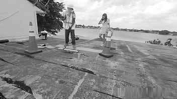 Slut wife fucks roofer to stop her leaking roof