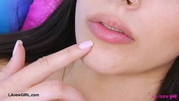 Elegant brunette model naked close up