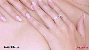 Elegant brunette model naked close up