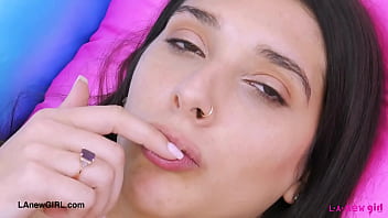 Elegant brunette model naked close up