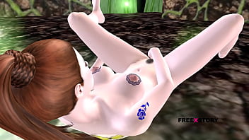 A cute girl laying on the floor and rubbing and fingering her pussy 3d cartoon animation