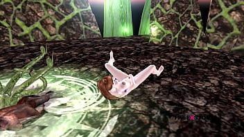 A cute girl laying on the floor and rubbing and fingering her pussy 3d cartoon animation