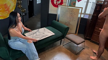 Painter has sex with her model during an artistic session