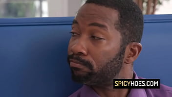 Horny waitress getting double penetrated by two bbc at the coffee shop