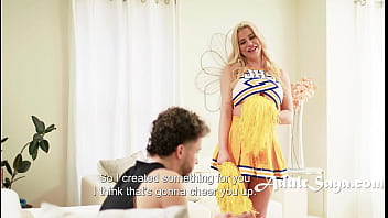 Blonde milf uses her cheer skills to cheer up her stepson