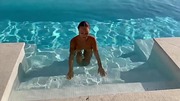 Gorgeous monika fox swims naked in pool in beautiful place free