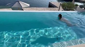 Gorgeous monika fox swims naked in pool in beautiful place free