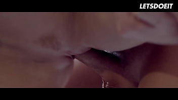 Naughty chick steamy fuck in the kitchen followed by cum on pussy