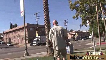 Ebony gets group cumshots 19