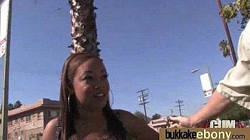 Ebony gets group cumshots 19